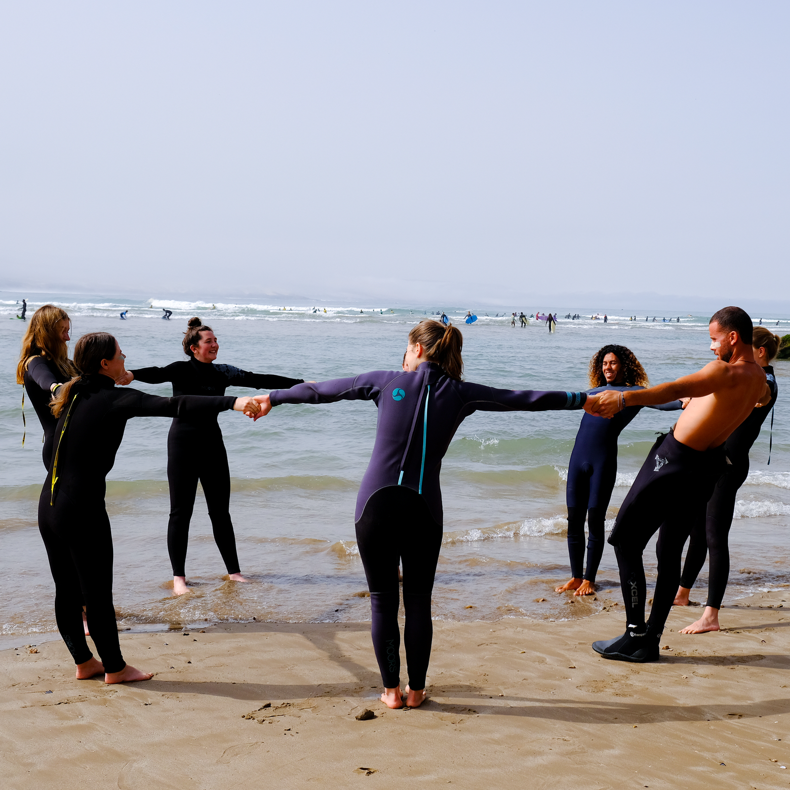Friends surfing